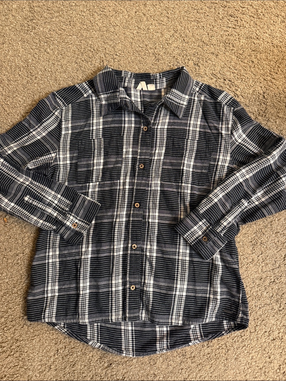 Roxy Black and White Plaid Button-Down Shirt 100% Cotton